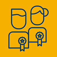 Yellow grant icon on a field of navy.