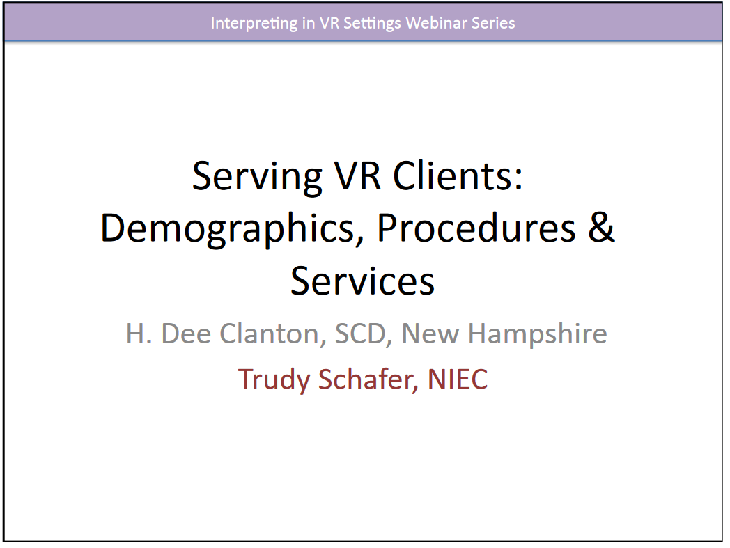 Opening Slide from Serving VR Clients...