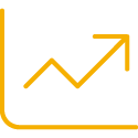 An icon of a chart with an upward indicator