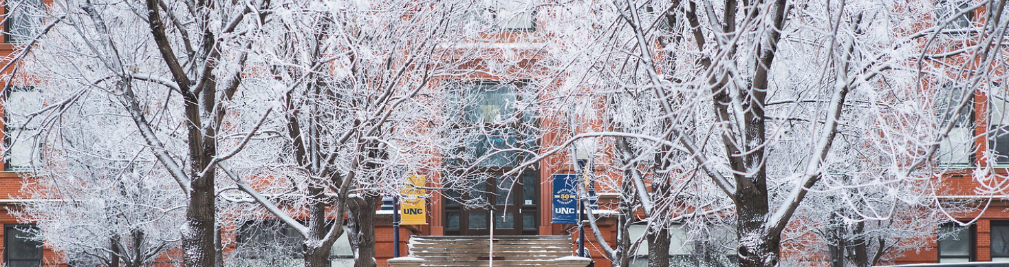 UNC campus in the snow