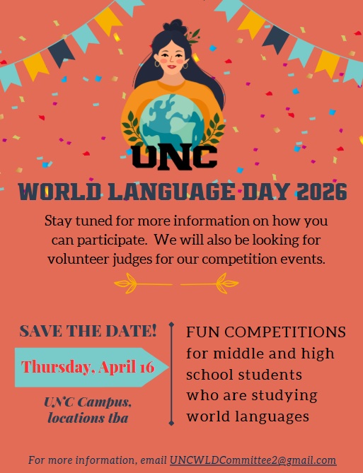 World Language Day banner image with globe and confetti